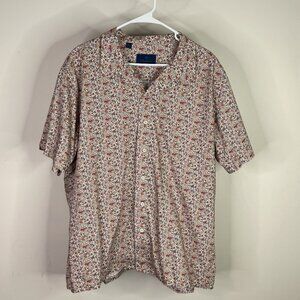 David Donahue XXL Floral Pattern Button-Down Short Sleeve Shirt
